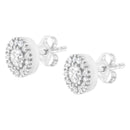 14k White Gold 1 cttw Diamond Halo Stud Earrings (I-J Clarity, I1-I2 Color)