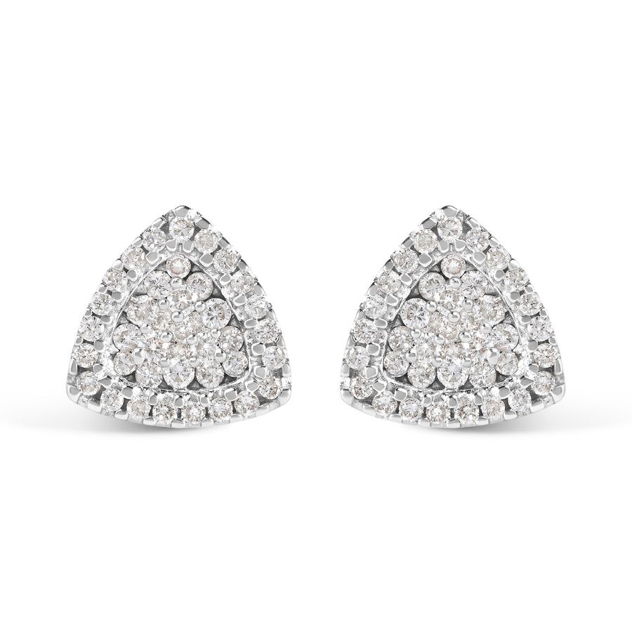 14K White Gold 1/2 cttw Trillion Shaped Diamond Stud Earrings (H-I Clarity, SI2-I1 Color)
