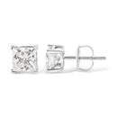 14K White Gold 1 1/2 Cttw Clarity Enhanced Princess Cut Diamond Solitaire Stud Earrings (I-J Color, I1-I2 Clarity)