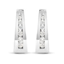 14K White Gold 1/4 Cttw Channel-Set Brilliant Round-Cut Diamond Hoop Earrings (H-I Color, I1-I2 Clarity)