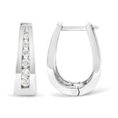 14k White Gold 1/4 Cttw Channel-Set Brilliant Round-Cut Diamond Hoop Earrings (I-J Color, I2-I3 Clarity)