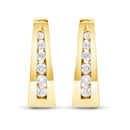 14K White Gold 1/4 Cttw Channel-Set Brilliant Round-Cut Diamond Hoop Earrings (H-I Color, I1-I2 Clarity)