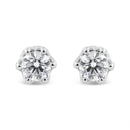14K White Gold 1/2 Cttw Round Diamond Crown Stud Earring (I-J Color, I1-I2 Clarity)