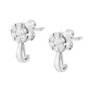 14K White Gold 3/4 Cttw Diamond Floral Cluster Drop and Dangle Stud Earrings (H-I Color, I1-I2 Clarity)