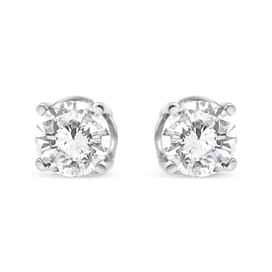 14K White Gold 3/4 Cttw Lab Grown Diamond 4-Prong Classic Stud Earrings (F-G Color, VS2-SI1 Clarity)