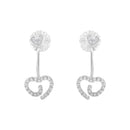 .925 Sterling Silver 1/4 Cttw Diamond Swirl Heart Front/Back Earrings (I-J Color, I2-I3 Clarity)