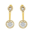 14K Yellow Gold Plated .925 Sterling Silver 5/8 Cttw Diamond Removable Stud and Dangle Earrings (I-J Color, I2-I3)