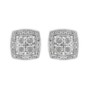 .925 Sterling Silver 1/4 cttw Round Cut Diamond Square Shape Milgrain Stud Earrings (I-J Color, I3 Clarity)