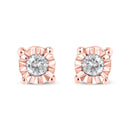10K Yellow Gold Plated .925 Sterling Silver 1/10 Cttw Round Brilliant-Cut Diamond Miracle-Set Stud Earrings (J-K Color, I3 Clarity)