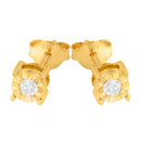10K Yellow Gold Plated .925 Sterling Silver 1/10 Cttw Round Brilliant-Cut Diamond Miracle-Set Stud Earrings (J-K Color, I3 Clarity)