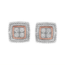 10K Yellow, White, and Rose Gold Plated Sterling Silver Diamond Accent Earrings (I-J Clarity, I3 Color)