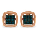 Rose Plated Sterling Silver Rose Cut Treated Diamond Stud Earring (0.25 cttw, Blue Color, I2-I3 Clarity)