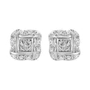 .925 Sterling Silver Round-Cut Diamond Accent Swirl Square Knot Stud Earrings (H-I Color, I2-I3 Clarity)