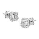 .925 Sterling Silver Round-Cut Diamond Accent Swirl Square Knot Stud Earrings (H-I Color, I2-I3 Clarity)