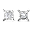 .925 Sterling Silver 1.0 Cttw Miracle Set Princess-cut Diamond Solitaire Stud Earrings (H-I Color, I2-I3 Clarity)