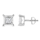 .925 Sterling Silver 1.0 Cttw Miracle Set Princess-cut Diamond Solitaire Stud Earrings (H-I Color, I2-I3 Clarity)
