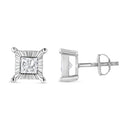.925 Sterling Silver 1.0 Cttw Miracle Set Princess-cut Diamond Solitaire Stud Earrings (H-I Color, I2-I3 Clarity)