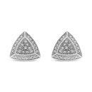 .925 Sterling Silver Diamond-Accented Trillion Shaped 4-Stone Halo-Style Stud Earrings (H-I Color, I2-I3 Clarity)