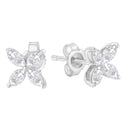 14K White Gold 1/2 Cttw Marquise Diamond 8 Stone Floral Leaf Stud Earrings (H-I Color, SI1-SI2 Clarity)