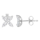 14K White Gold 1/2 Cttw Marquise Diamond 8 Stone Floral Leaf Stud Earrings (H-I Color, SI1-SI2 Clarity)