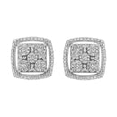 .925 Sterling Silver 3/8 Cttw Miracle Set Round Diamond Double Halo Cluster Earrings (I-J Color, I2-I3 Clarity)