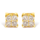 10KT Yellow Gold Princess Diamond Stud Earring (1/4 cttw, J-K Color, I1-I2 Clarity)
