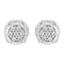 .925 Sterling Silver 1/3 cttw Round-cut Diamond Floral Stud Earring (I-J Clarity, I3 Color)
