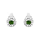 .925 Sterling Silver 1/5 Cttw Round Brilliant-Cut Green Diamond Miracle-Set Stud Earrings (Fancy Color-Enhanced, I1-I2 Clarity)
