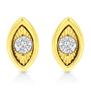 10K Yellow Gold Plated .925 Sterling Silver 1/10 Cttw Miracle-Set Diamond Circle Shape Stud Earrings (K-L Color, I2-I3 Clarity)