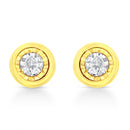 10K Yellow Gold Plated .925 Sterling Silver 1/10 Cttw Miracle-Set Diamond Circle Shape Stud Earrings (K-L Color, I2-I3 Clarity)