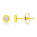 10K Yellow Gold Plated .925 Sterling Silver 1/10 Cttw Miracle-Set Diamond Circle Shape Stud Earrings (K-L Color, I2-I3 Clarity)