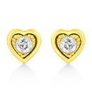 10K Yellow Gold Plated .925 Sterling Silver 1/10 Cttw Miracle-Set Diamond Circle Shape Stud Earrings (K-L Color, I2-I3 Clarity)