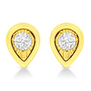 10K Yellow Gold Plated .925 Sterling Silver 1/10 Cttw Miracle-Set Diamond Circle Shape Stud Earrings (K-L Color, I2-I3 Clarity)