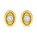 10K Yellow Gold Plated .925 Sterling Silver 1/10 Cttw Miracle-Set Diamond Circle Shape Stud Earrings (K-L Color, I2-I3 Clarity)