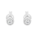 10K White Gold 0.15 Cttw Round Brilliant-Cut Near Colorless Diamond Bezel-Set Stud Earrings (H-I Color, I1-I2 Clarity)