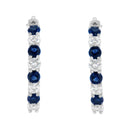 10K White Gold, Â½ Cttw Diamond, & Â½ Cttw Lab-Grown Blue Sapphire Leverback Hoop Earrings (H-I Color, I1-I2 Clarity)