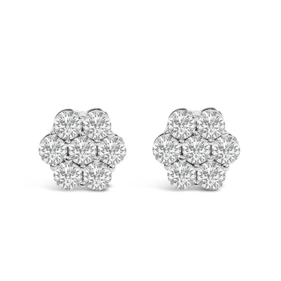 14KT White Gold 1 cttw Diamond Composite Stud Earrings (I-J, SI2-I1)