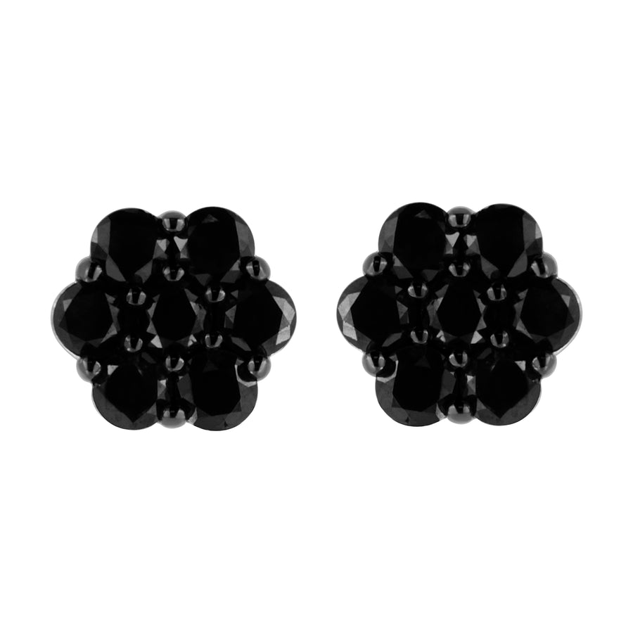 .925 Sterling Silver 1/4 Cttw Treated Yellow Diamond Floral Stud Earrings (Yellow Color, I1-I2 Clarity)
