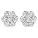 Sterling Silver 2 cttw Floral Composite 7 Stone Diamond Stud Earring (I-J, I1-I2)