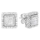 10K White Gold 1/2 cttw Invisible Set Princess-Cut Diamond Square Stud Earring (I-J Color, I1-I2 Clarity)