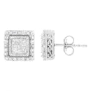 10K White Gold 1/2 cttw Invisible Set Princess-Cut Diamond Square Stud Earring (I-J Color, I1-I2 Clarity)