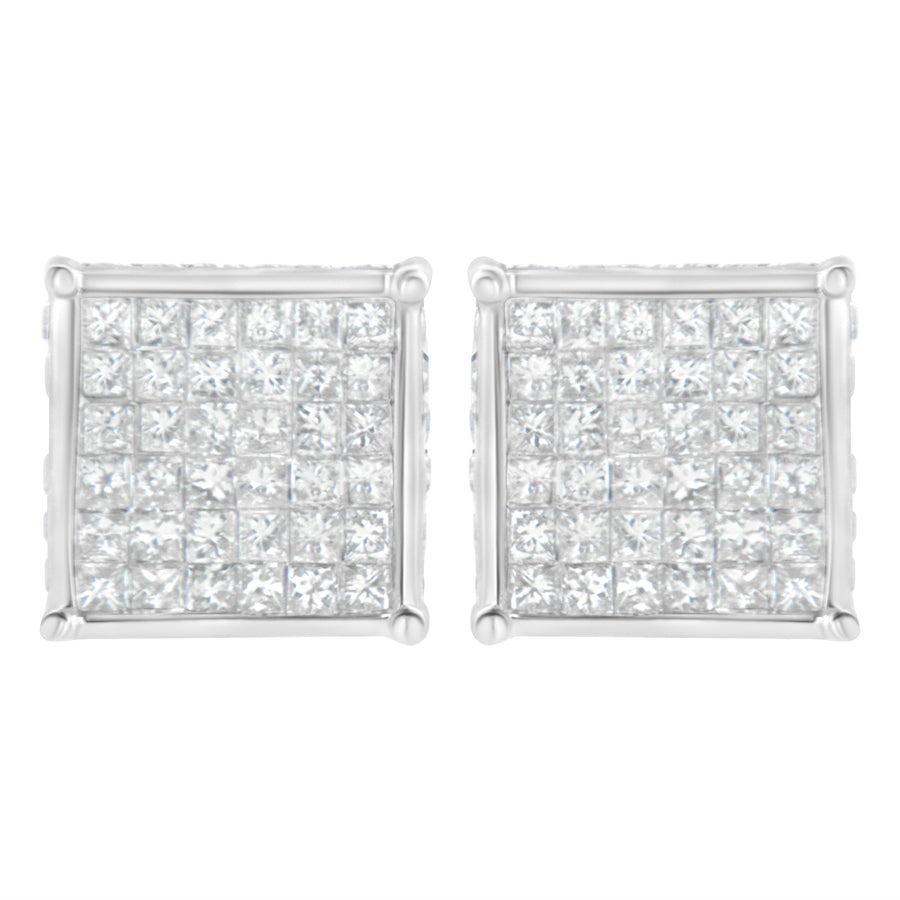 10K White Gold 2ct TDW Princess-Cut Composite Diamond Stud Earring (I-J ,I2-I3)