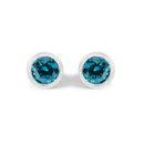 14K White Gold 1.0 Cttw Bezel Set Lab Grown Blue Diamond Solitaire Stud Earrings