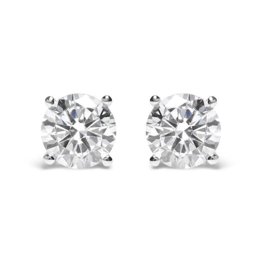 IGI Certified 14K White Gold 5.00 Cttw Round Brilliant-Cut Lab Grown Diamond Classic 4-Prong Stud Earrings with Screw Backs (F-G Color, SI1 Clarity)