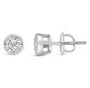 14K White Gold 1.0 Cttw Lab Grown Diamond Screw-Back Classic Bezel Solitaire Stud Earrings (G-H Color, VS2-SI1 Clarity)