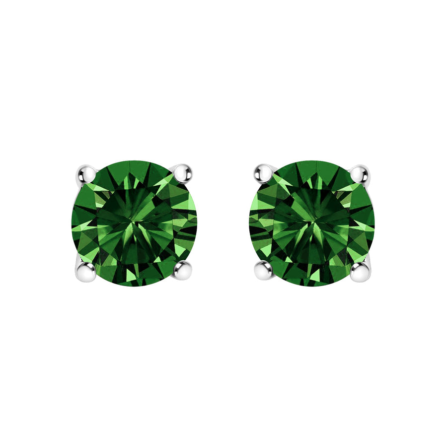 14K White Gold 1/2 Cttw Lab Grown Green Diamond Classic Solitaire Stud Earrings with Pushback