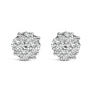 .925 Sterling Silver 1/2 cttw Prong Set Round-Cut Diamond Cluster Stud Earring (I-J Color, I2-I3 Clarity)