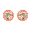 14K Yellow Gold Plated .925 Sterling Silver 1.0 Cttw Round Brilliant Cut Diamond Solitaire Milgrain Stud Earrings (K-L Color, I2-I3 Clarity)
