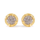 14K Yellow Gold Plated .925 Sterling Silver 1.0 Cttw Round Brilliant Cut Diamond Solitaire Milgrain Stud Earrings (K-L Color, I2-I3 Clarity)