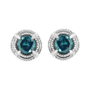 .925 Sterling Silver 1 cttw Treated Black Diamond Modern 4-Prong Solitaire Milgrain Stud Earrings (Black Color, I1-I2 Clarity)